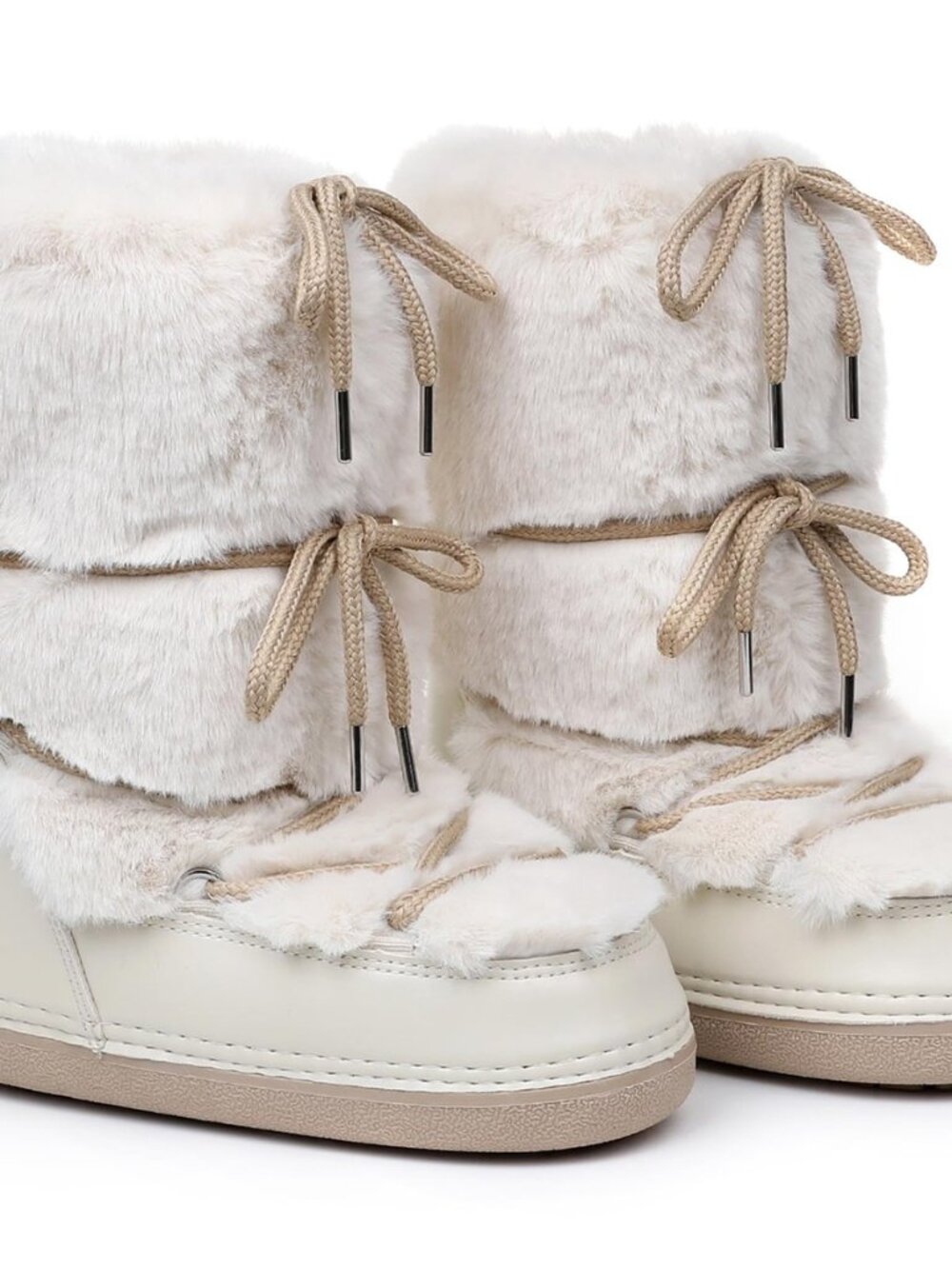 Faux Fur Snow Boots for Women,Furry Fuzzy Fluffy Ski Boots Mid-calf